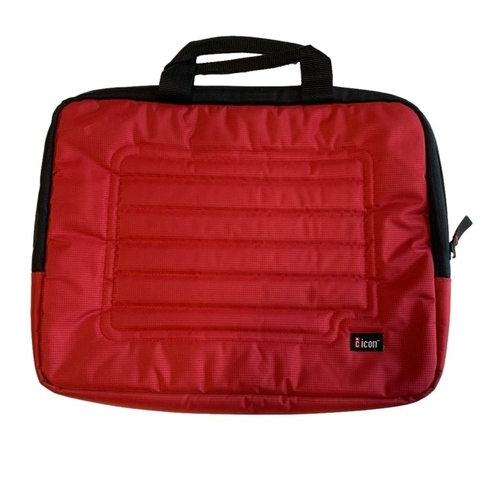 Icon Nylon Canvas Laptop Tablet Case quilted Water Resistant red